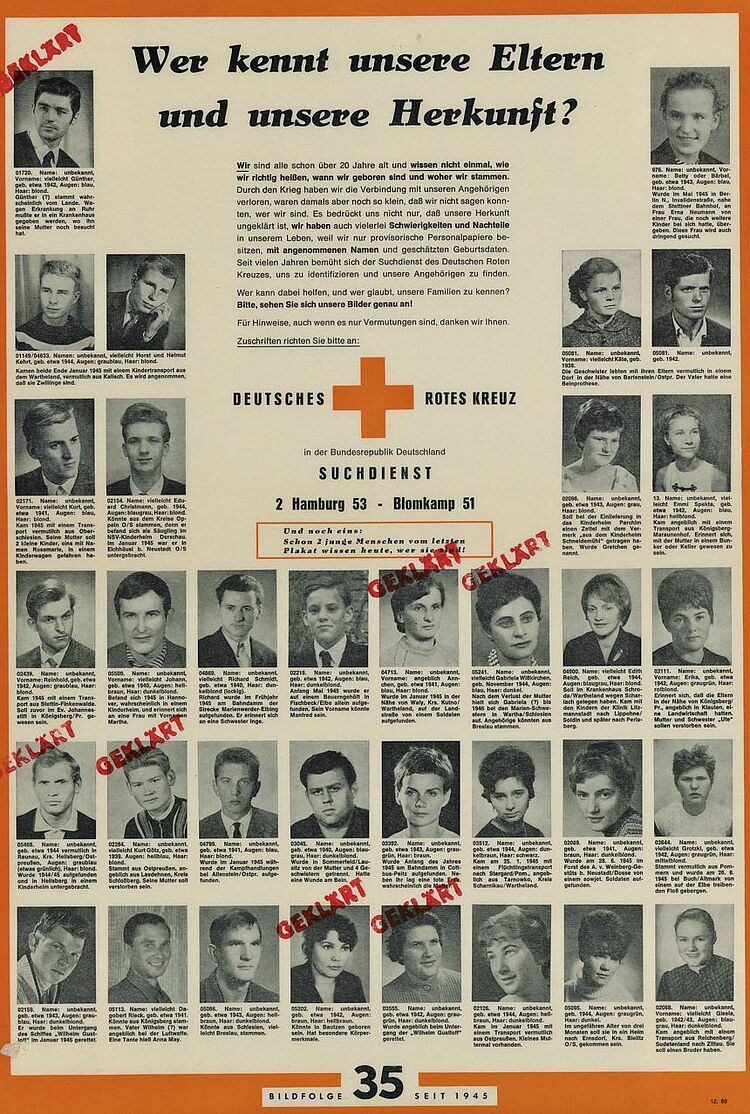 Plakat des DRK-Suchdienstes (DRK) Plakat des DRK-Suchdienstes (DRK)